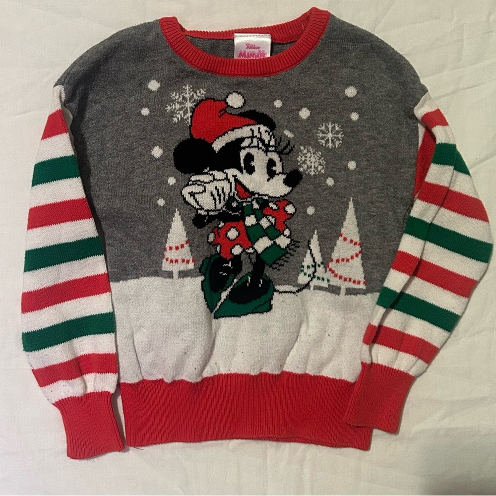Disney Junior 100% Cotton Minnie Mouse Christmas Holiday Sweater Size 2T